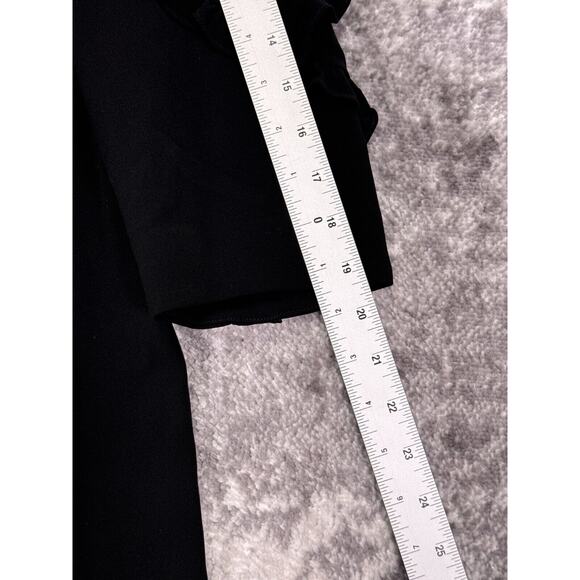 Lafayette 148 Dress Large Womens Black Crepe Ruffle Sleeve Detail Shift - Picture 5 of 8